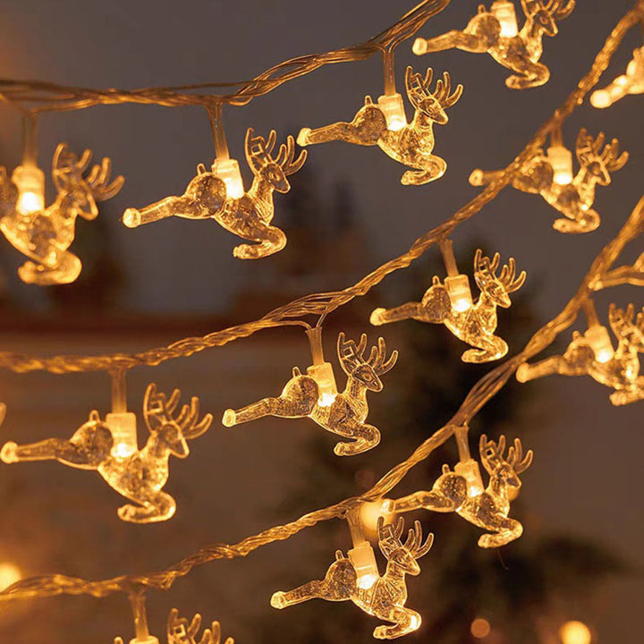 Christmas tree and snowflake LED lights string battery-operated acrylic ornament garland