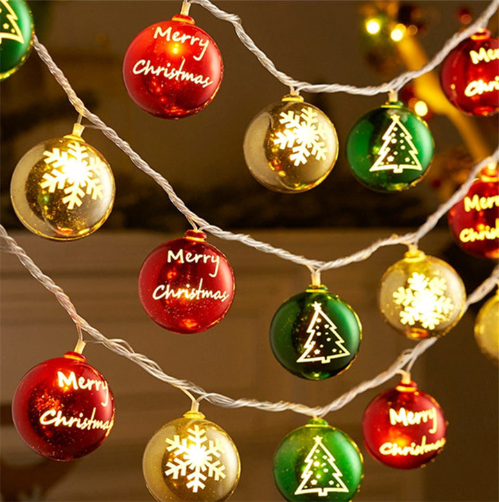 Festive Glitter Orb Ball LED String Lights