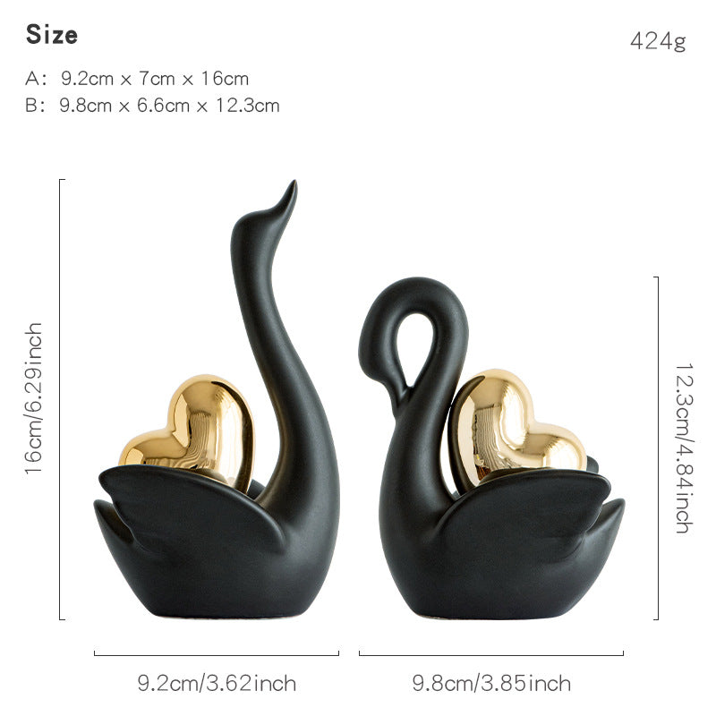 Elegant and romantic swans decorative figure