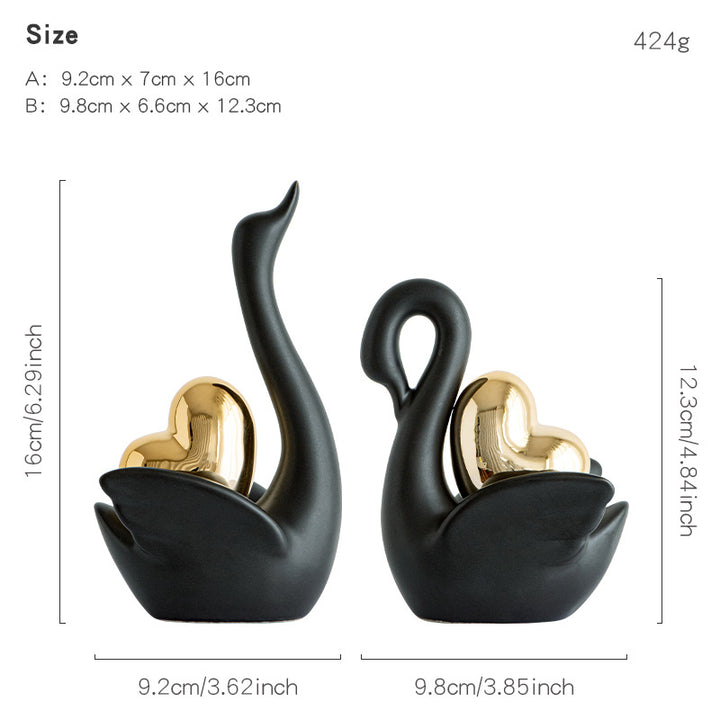 Elegant and romantic swans decorative figure