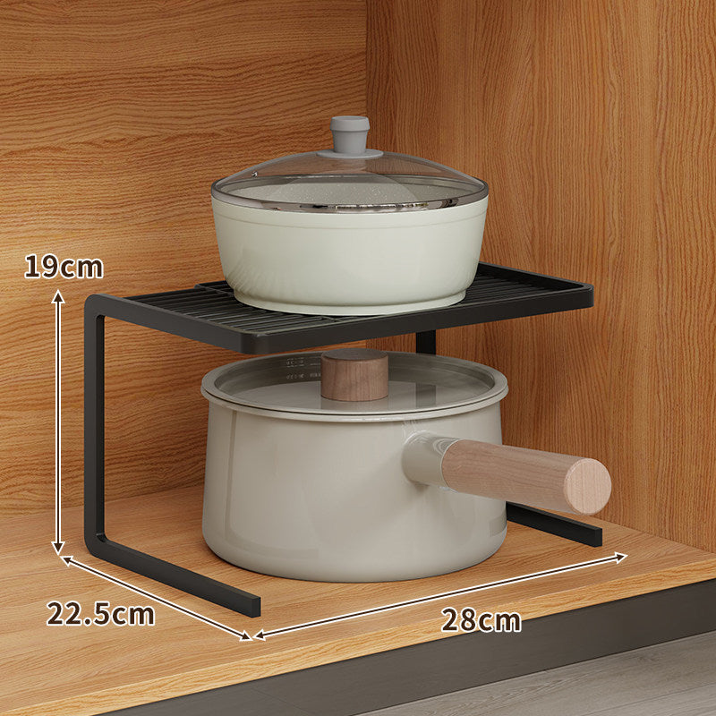 L-Shaped Kitchen Shelf Riser with Slatted Top and Rust-Resistant Metal Frame
