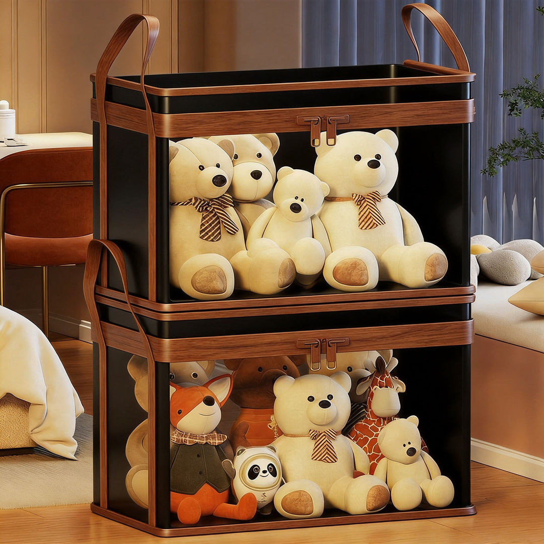 Transparent Zippered Foldable Storage Box with Reinforced Carry Handles
