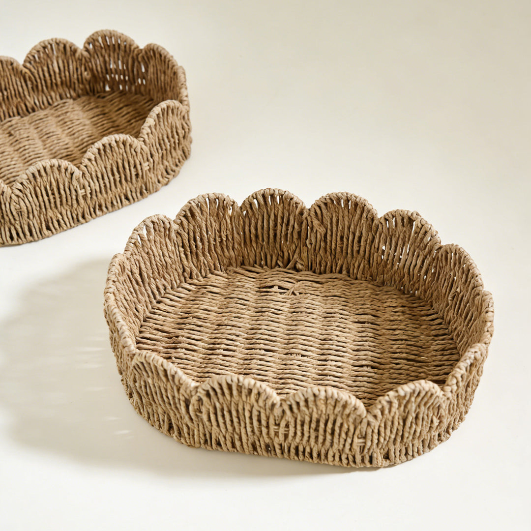 Decorative hand-woven storage basket