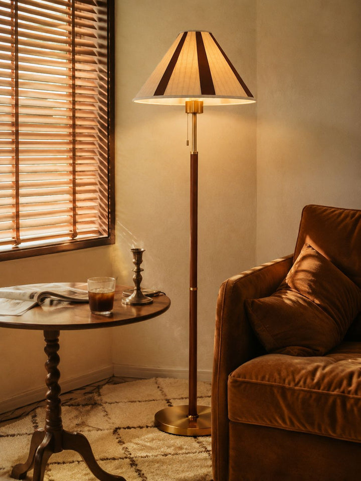 Retro-inspired wooden floor lamp