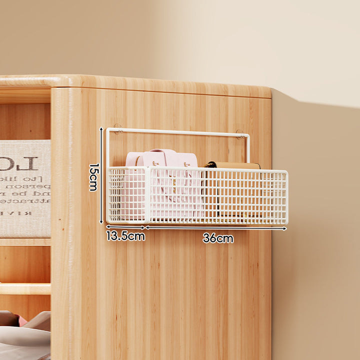 Over-Door Four-Tier Metal Mesh Hanging Storage Organizer with Integrated Hooks
