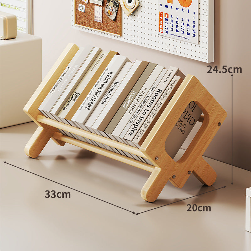 Angled Bamboo Desktop Book and Magazine Rack with Non-Slip Rods