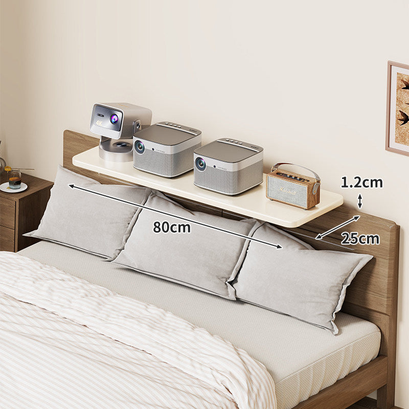 Headboard-Mounted Floating Bedside Shelf for Projectors and Devices