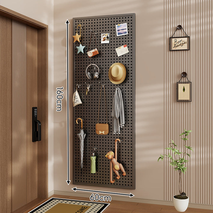 Wall-Mounted Perforated Pegboard Organizer Panel Large Square with Modular Hooks and Accessories