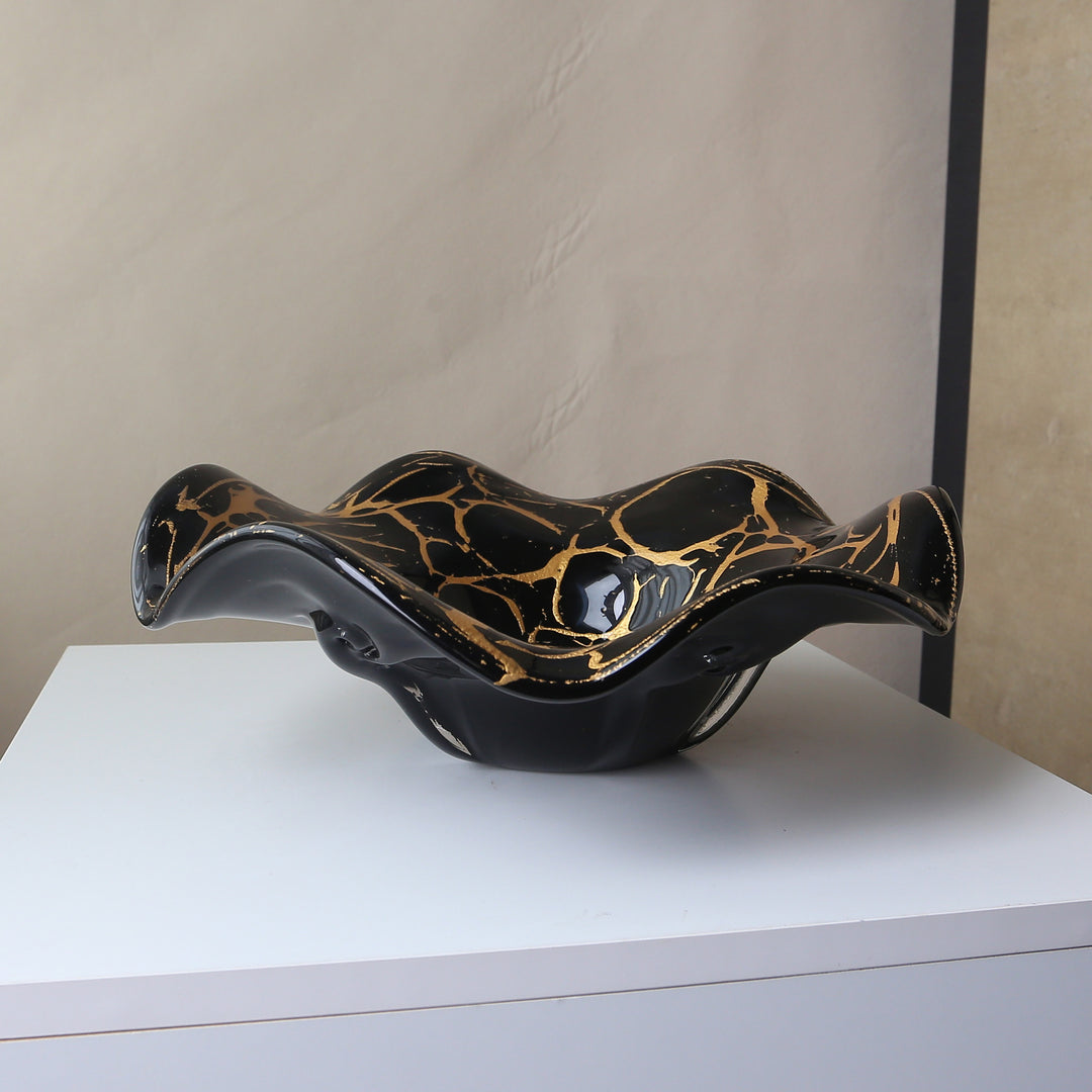 Sculptural Wavy Ruffled-Edge Centerpiece Glass
