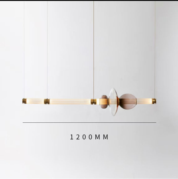 Modern glass and wood chandelier