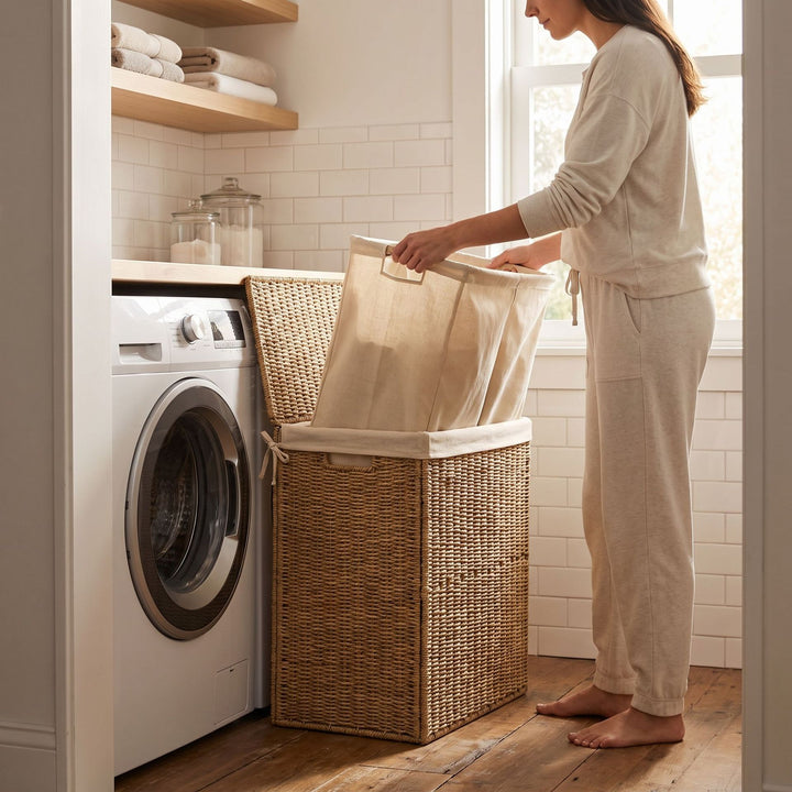 High-quality laundry basket made of natural wicker