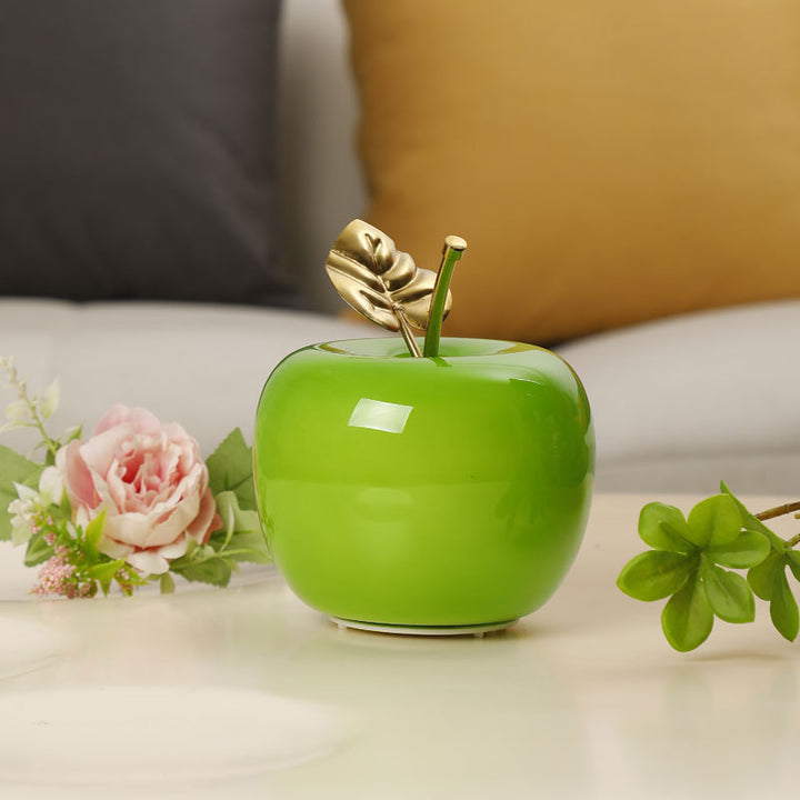 Ceramic Apple Table Lamp with Brass Rod and Metal Base