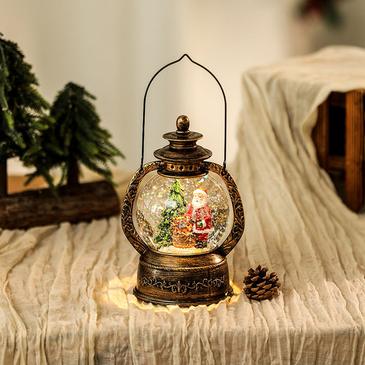 Nostalgic Christmas lantern with snow globe