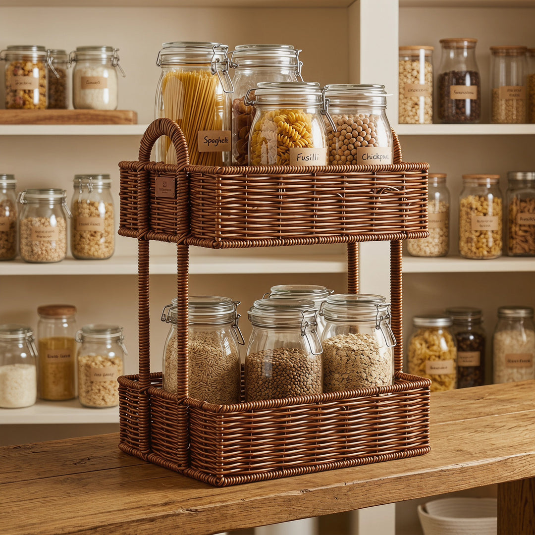 Bathroom shelf entirely made of rattan