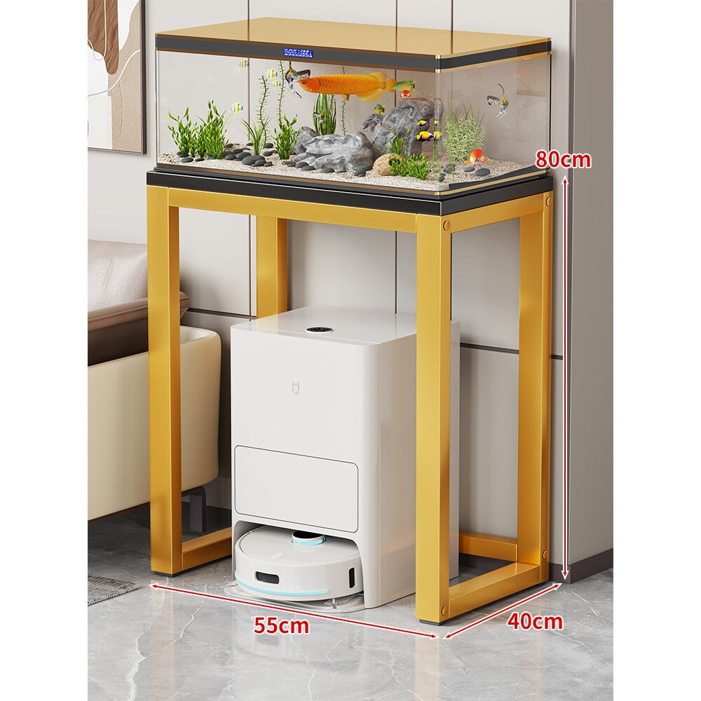 Modern Metal Frame Aquarium Console Table with Integrated LED Hood
