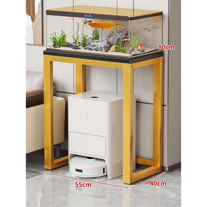 Modern Metal Frame Aquarium Console Table with Integrated LED Hood