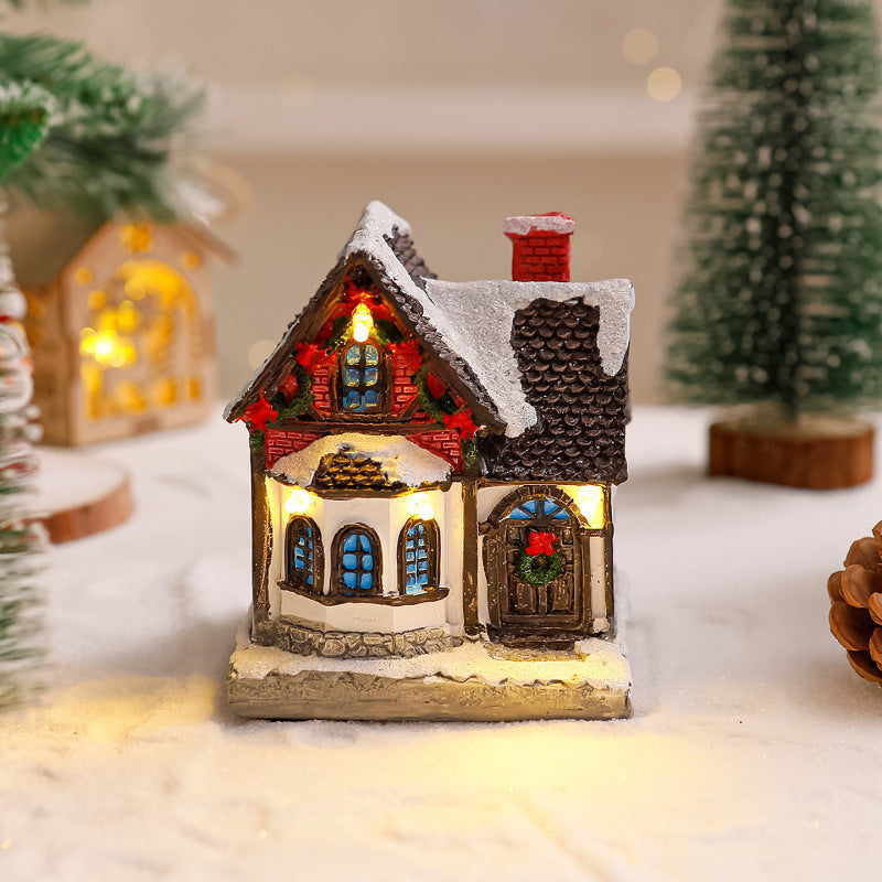 Decorative Christmas village with lights