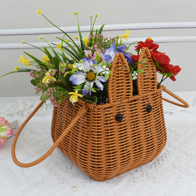 Cute Bunny-Shaped Woven Storage Basket