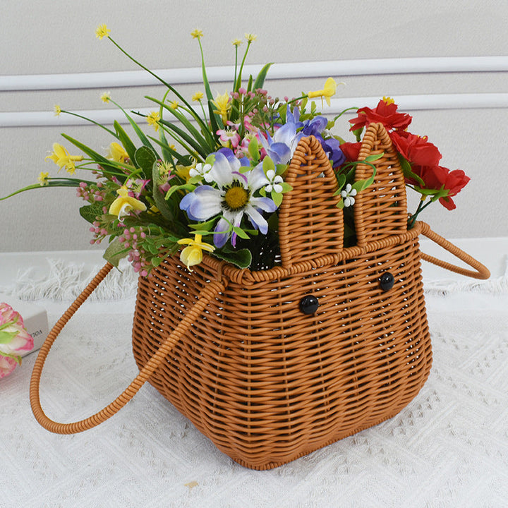 Cute Bunny-Shaped Woven Storage Basket