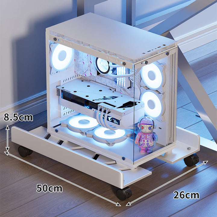 Mobile Desktop PC Tower Rolling Stand with Raised Anti-Slip Platform and Locking Swivel Casters