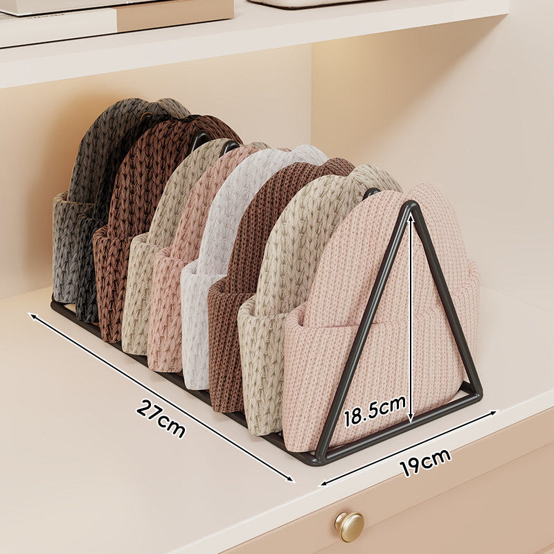 Triangular Metal Multi-Slot Knit Hat and Beanie Organizer Rack