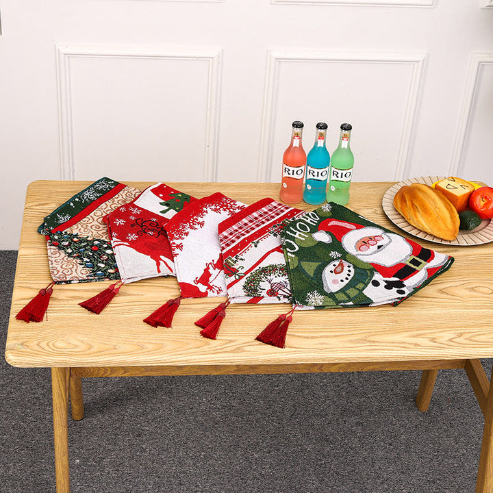 Festive table runner with reindeer motif