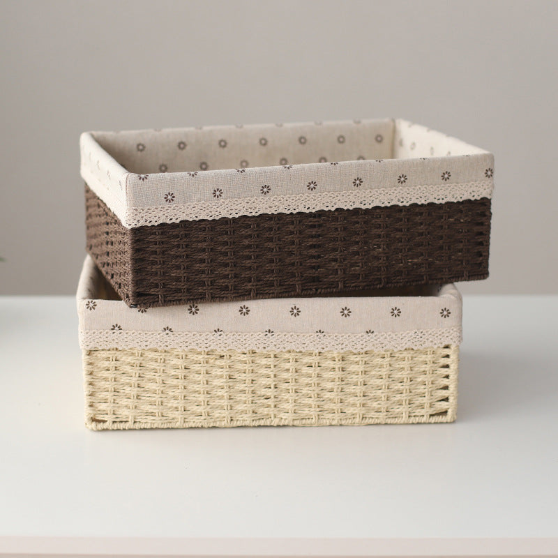 Fabric-Lined Woven Storage Basket