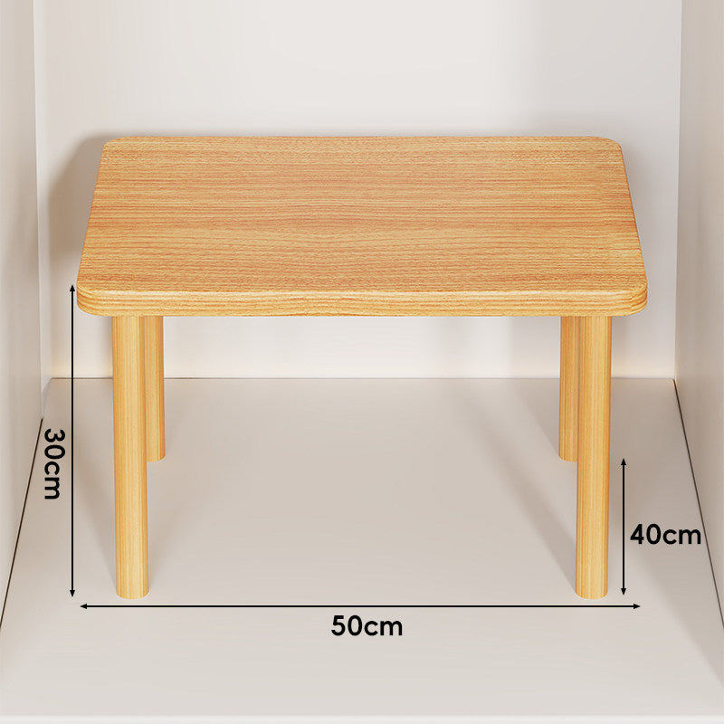 Height-Adjustable Rectangular Wooden Riser Table with Detachable Round Legs