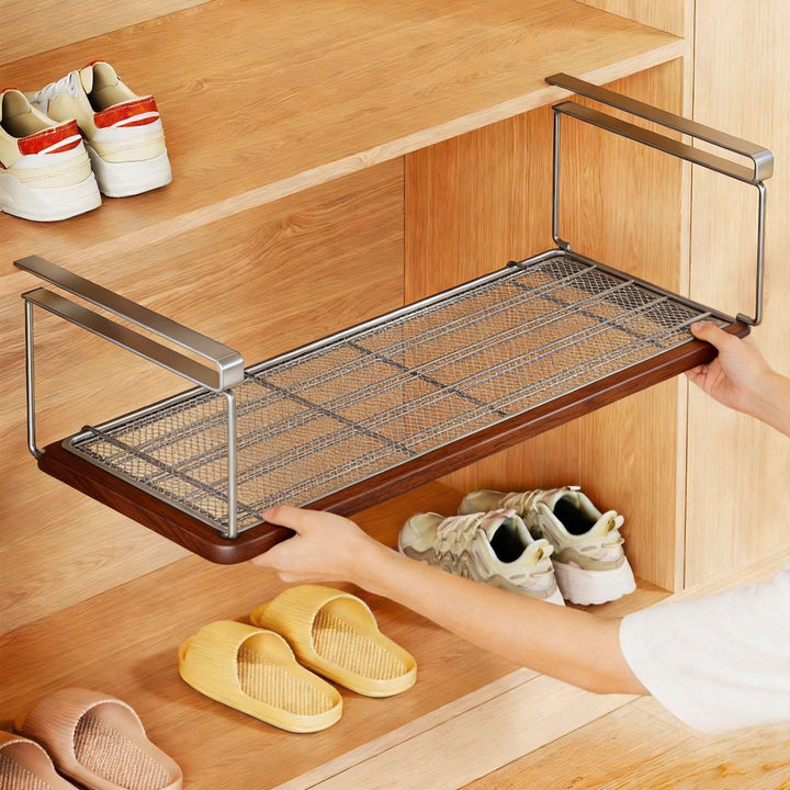 Adjustable Under-Shelf Pull-Out Shoe Rack Organizer