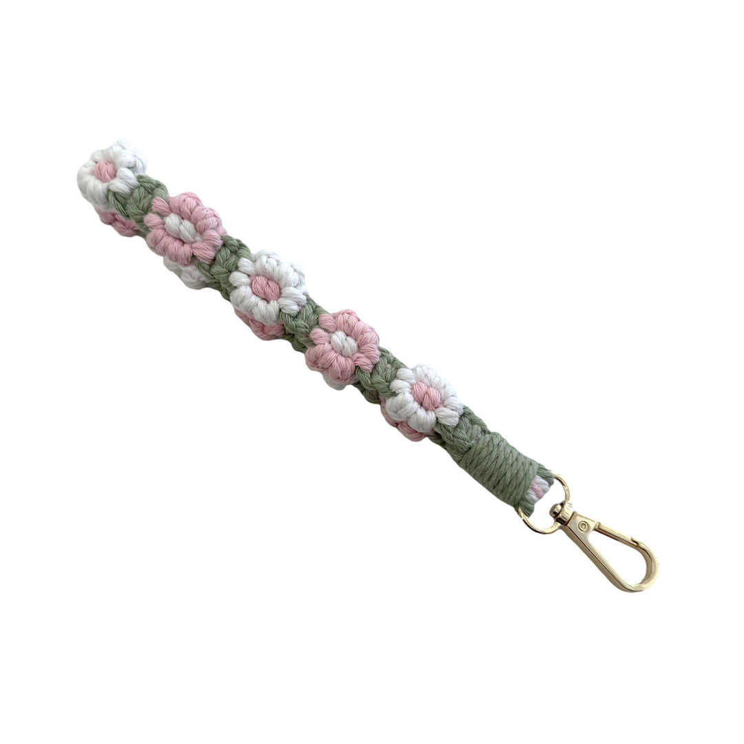 Floral Macrame Keychain Strap