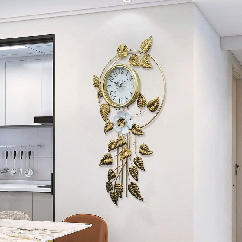 Decorative Wall Clock with Floral Accents