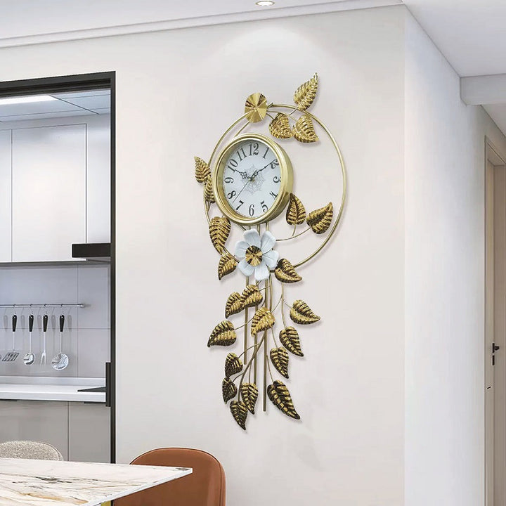Decorative Wall Clock with Floral Accents