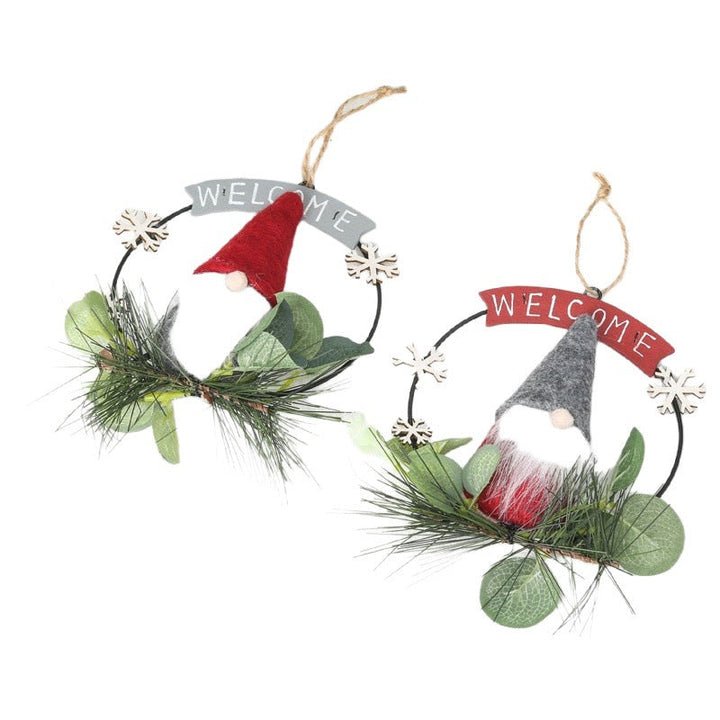 Decorative Christmas wreath with gnome motif