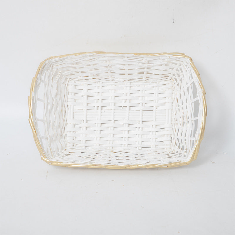 Decorative storage basket with braided frame