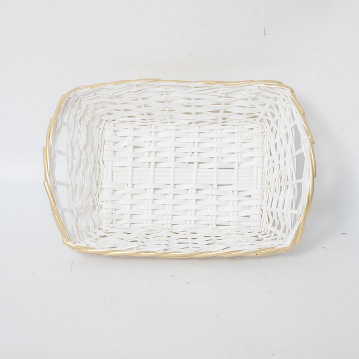 Decorative storage basket with braided frame