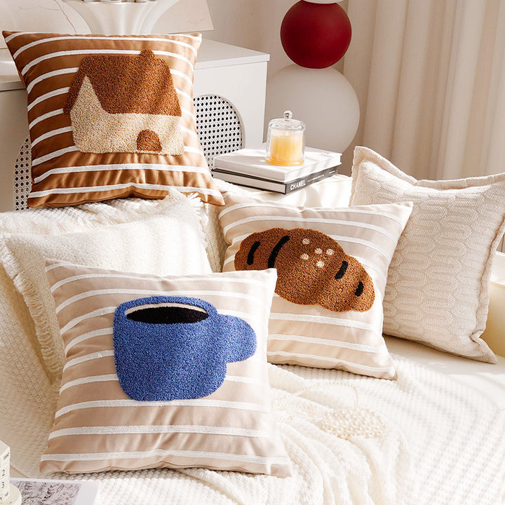 Decorative Croissant-Themed Pillow