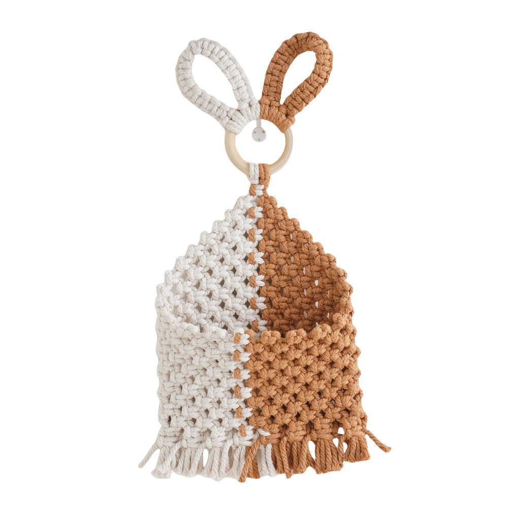 Decorative Macrame Storage Organizer with Rabbit Ears