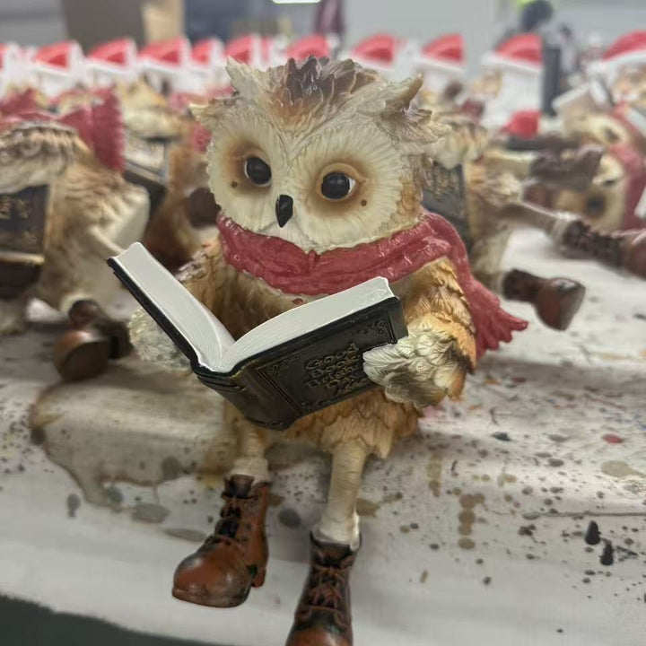 Decorative owl with book and scarf