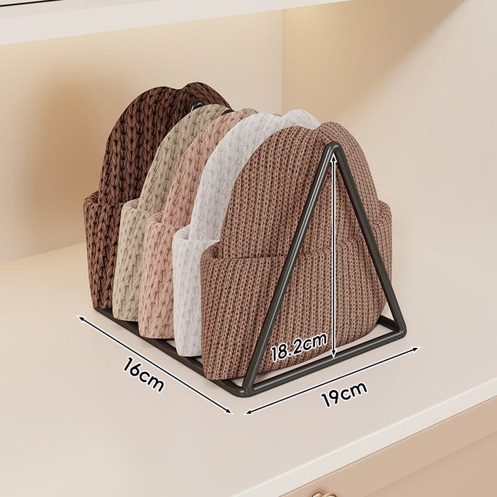 Triangular Metal Multi-Slot Knit Hat and Beanie Organizer Rack