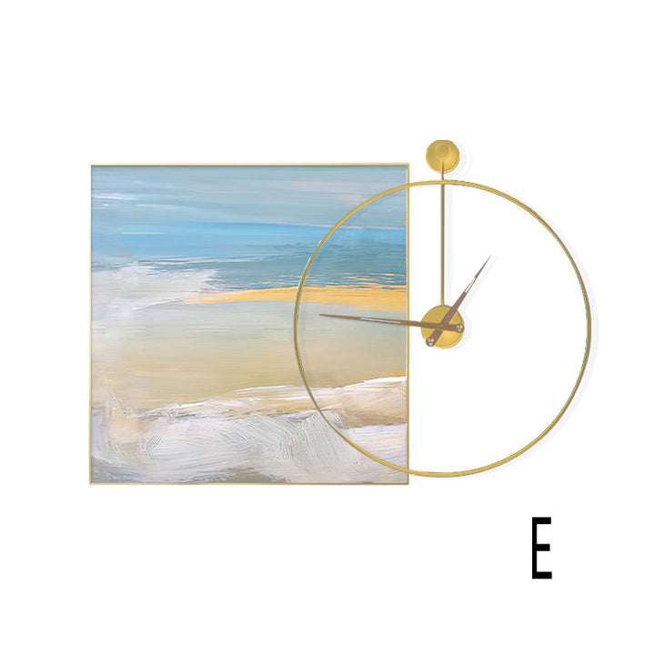 Artistic Wall Clock and Framed Abstract Artwork