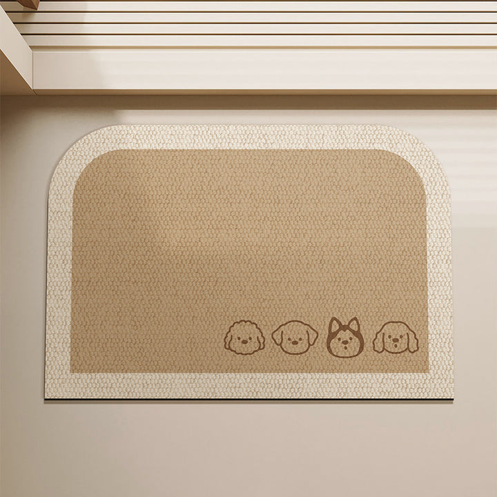 Cartoon Dog-Illustrated Entryway Mat for Home
