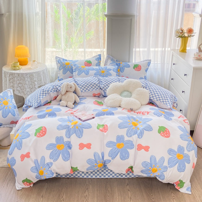Playful Floral Cartoon Duvet Cover Set