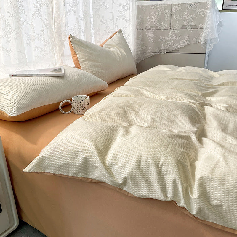 Premium Waffle-Textured Duvet Cover Set