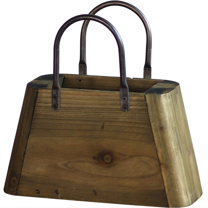 Wooden container with handles