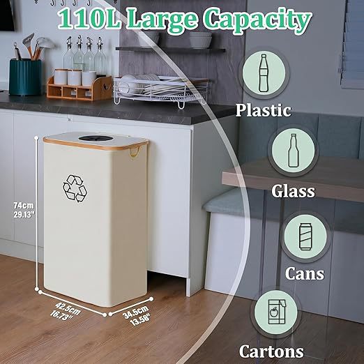 Elegant recycling bin with removable lid and compartments