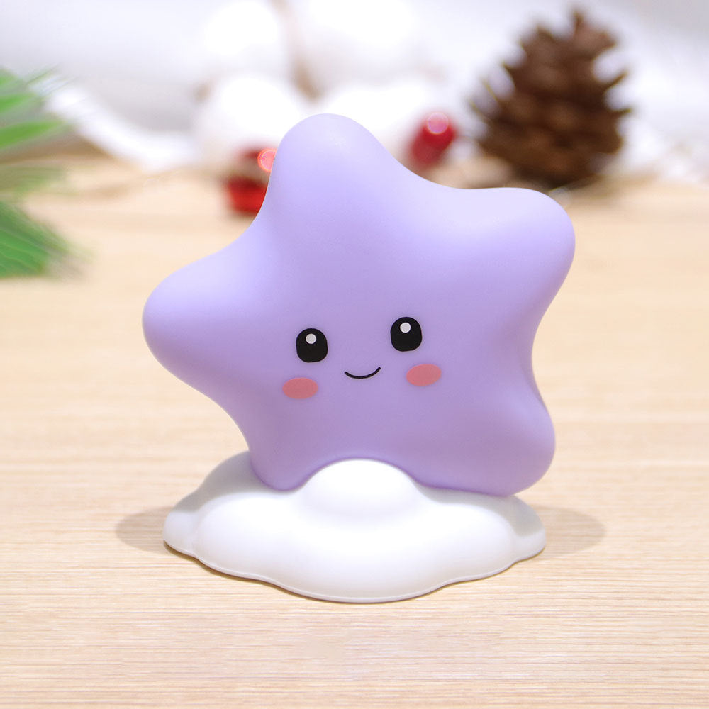 Star-shaped Silicone Touch Night Light with Cloud Base