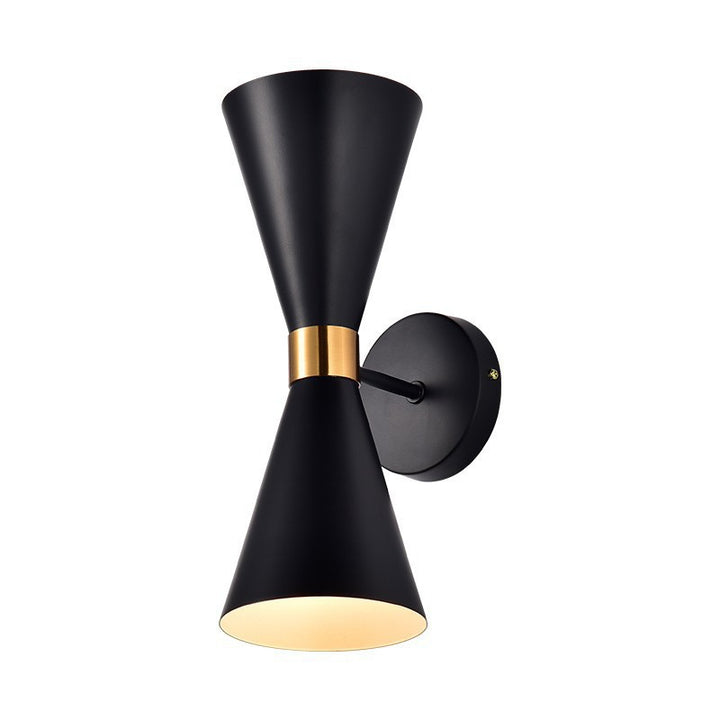 Mid-Century Double-Conen Wall Lamp with Brass Accent