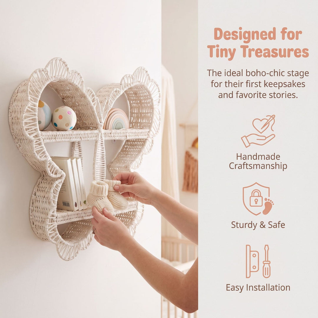 Playful wall shelf in butterfly design