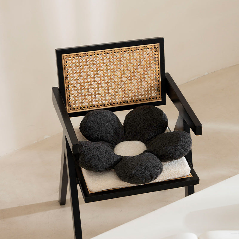 Padded flower seat cushion with teddy plush and ergonomic padding