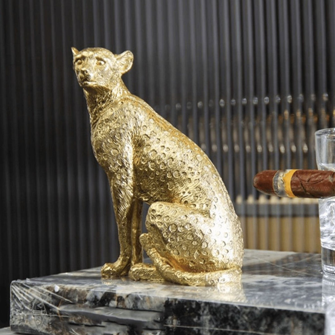 Decorative Golden Leopard Figurine